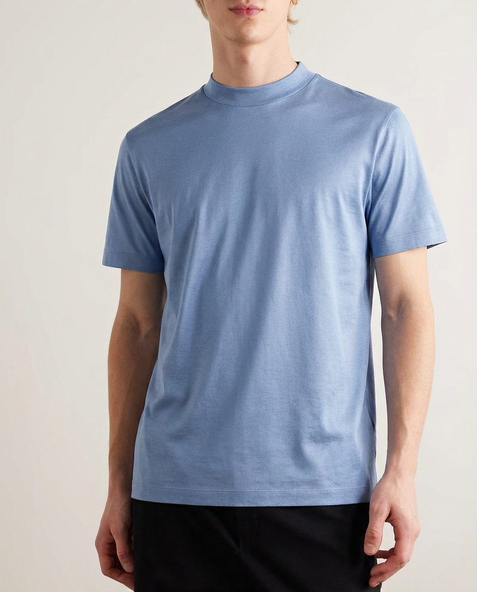 Glansig t-shirt med rund hals